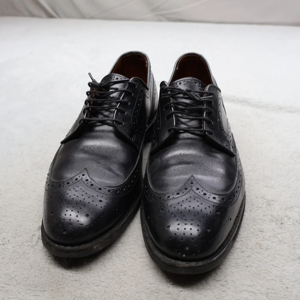 Allen Edmonds Men 9.5D Oxford Black Lombard Leather Wingtip Brogue Formal USA